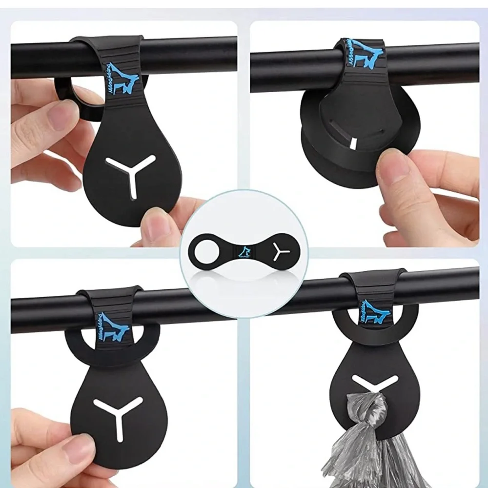NEW! Dog Poop Bag Holder for Leash and 2 dog collar (Black)